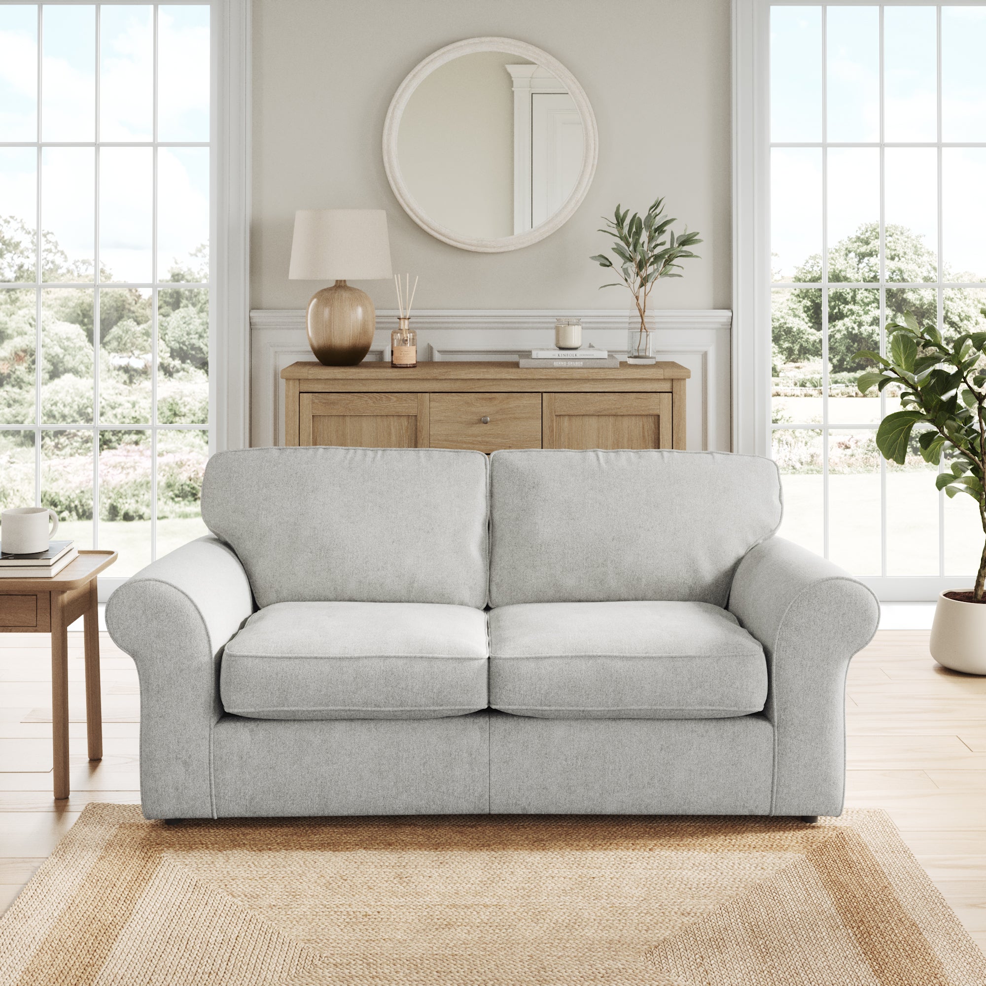 Flori 2 Seater Sofa Bed Soft Chenille Grey