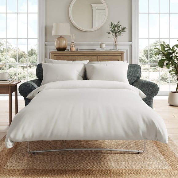 Flori 2 Seater Sofa Bed Tonal Plush Chenille Aqua