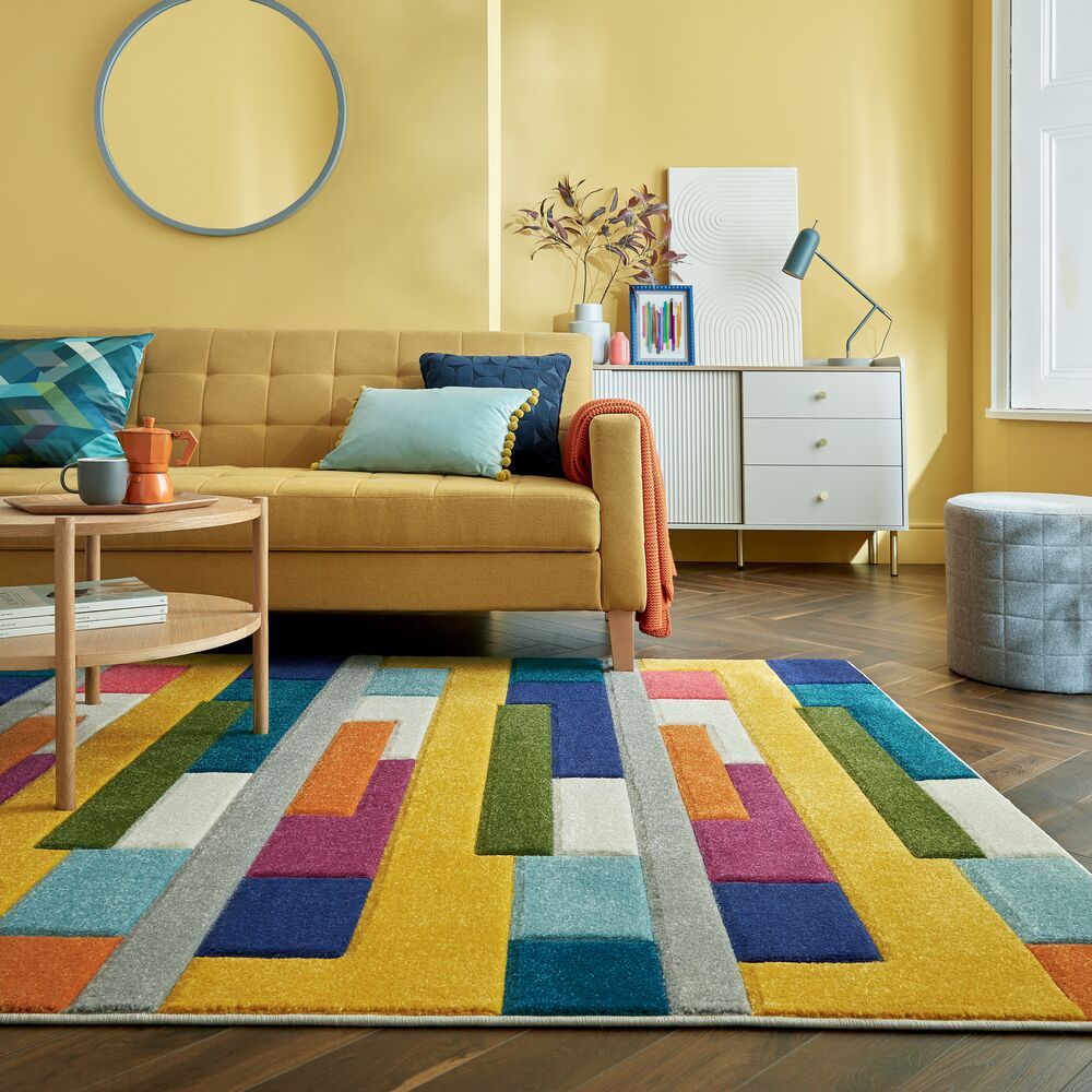 Mambo Patchwork Stripe Rug Multicoloured