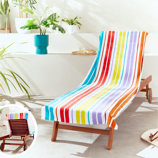 Catherine Lansfield Rainbow Stripe Cotton Sun Lounger Towel image 1 of 5