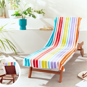 Catherine Lansfield Rainbow Stripe Cotton Sun Lounger Towel