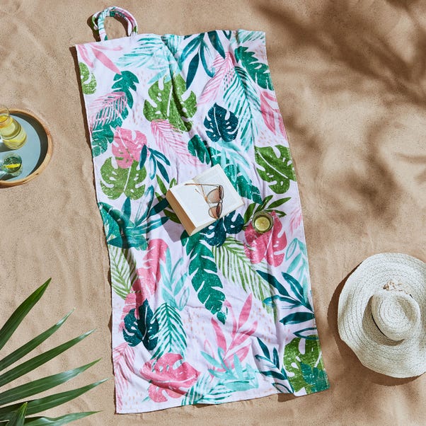 Catherine Lansfield Tropical Palm 2-in-1 Beach Towel and Bag image 1 of 6