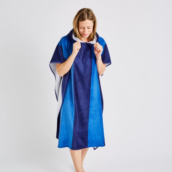 Catherine Lansfield Stripe Hooded Cotton Towel Poncho image 1 of 5