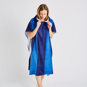 Catherine Lansfield Stripe Hooded Cotton Towel Poncho