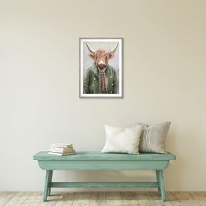 Cedar & Sage Angus Highland Cow Framed Print