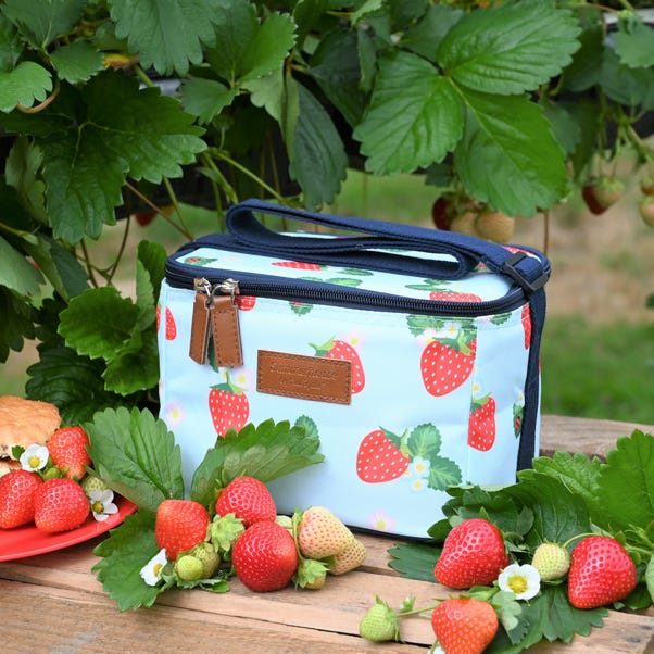 Strawberries & Cream Vintage Aqua Insulated 5 Litre Personal Picnic Cool Bag image 1 of 2