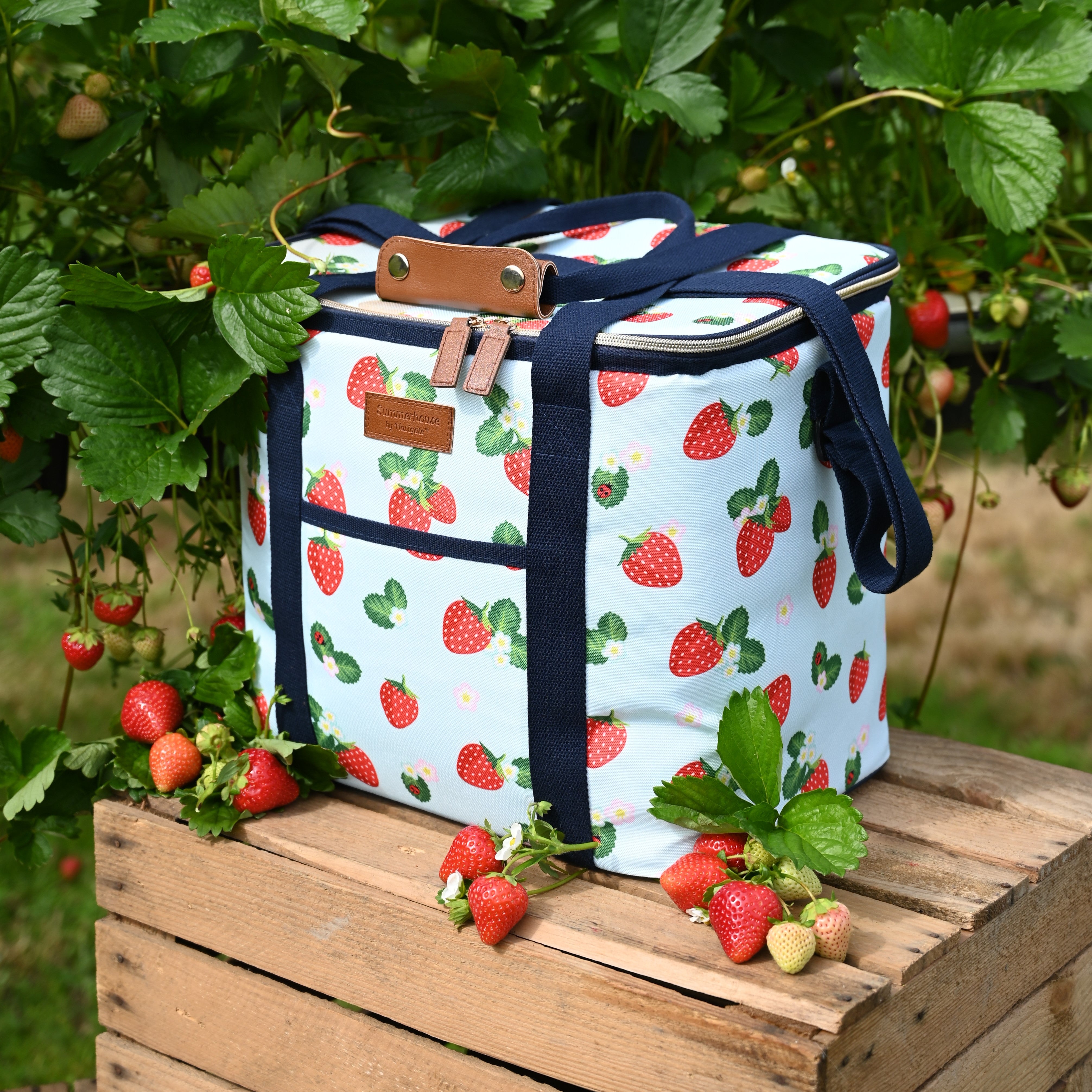 Strawberries & Cream Insulated 20 Litre Family Sized Picnic Cool Bag