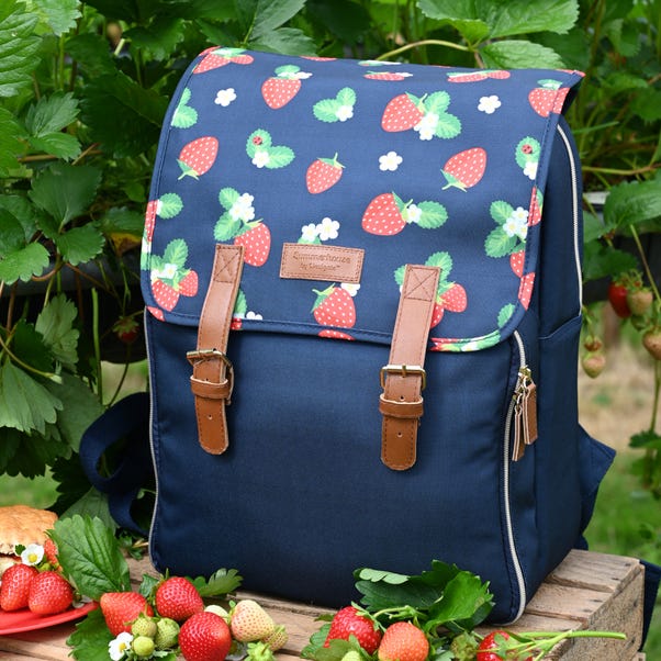 Strawberries & Cream Insulated 4 Person Insulated Floral Picnic Backpack Set image 1 of 3
