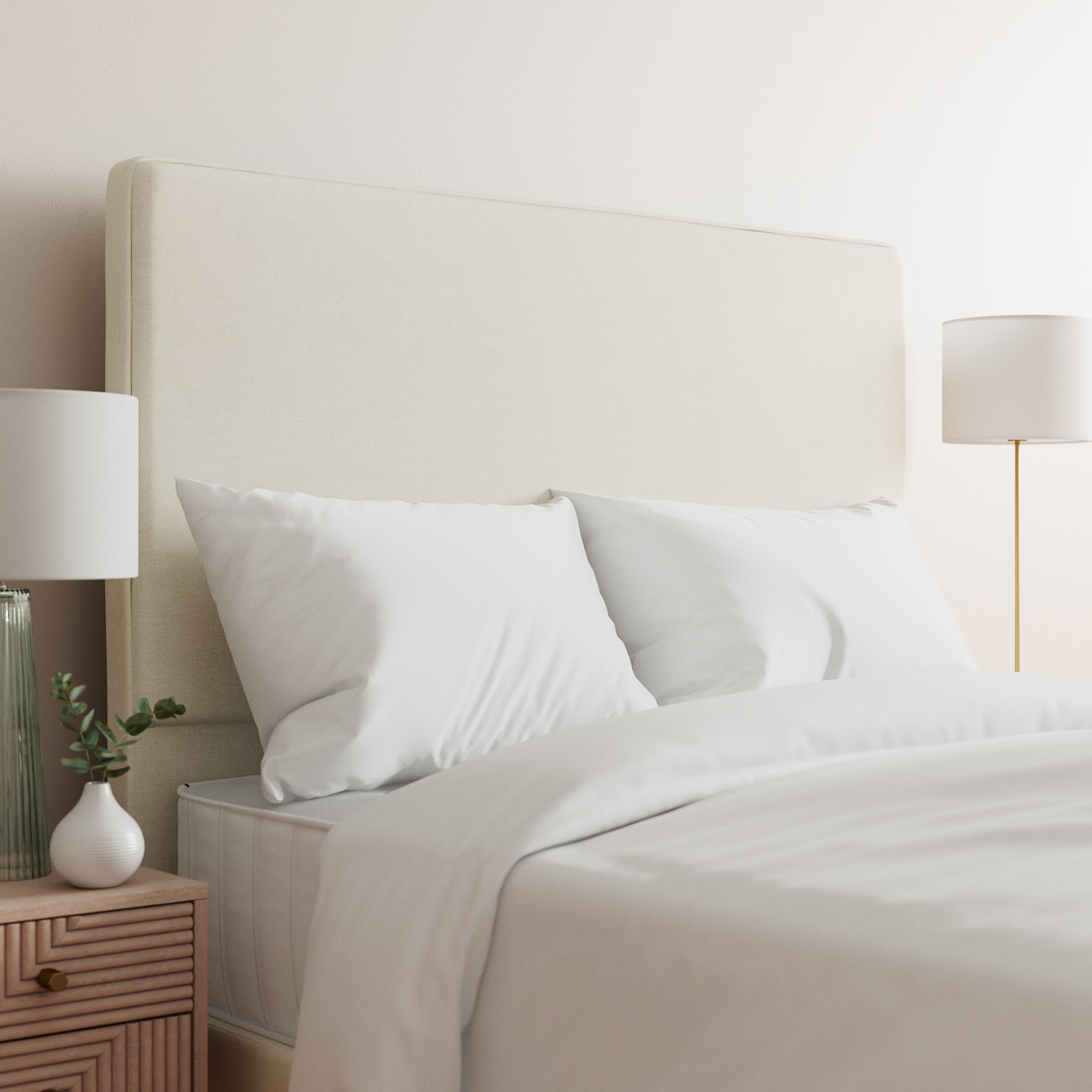 Luxury Linen Plain Headboard Cream