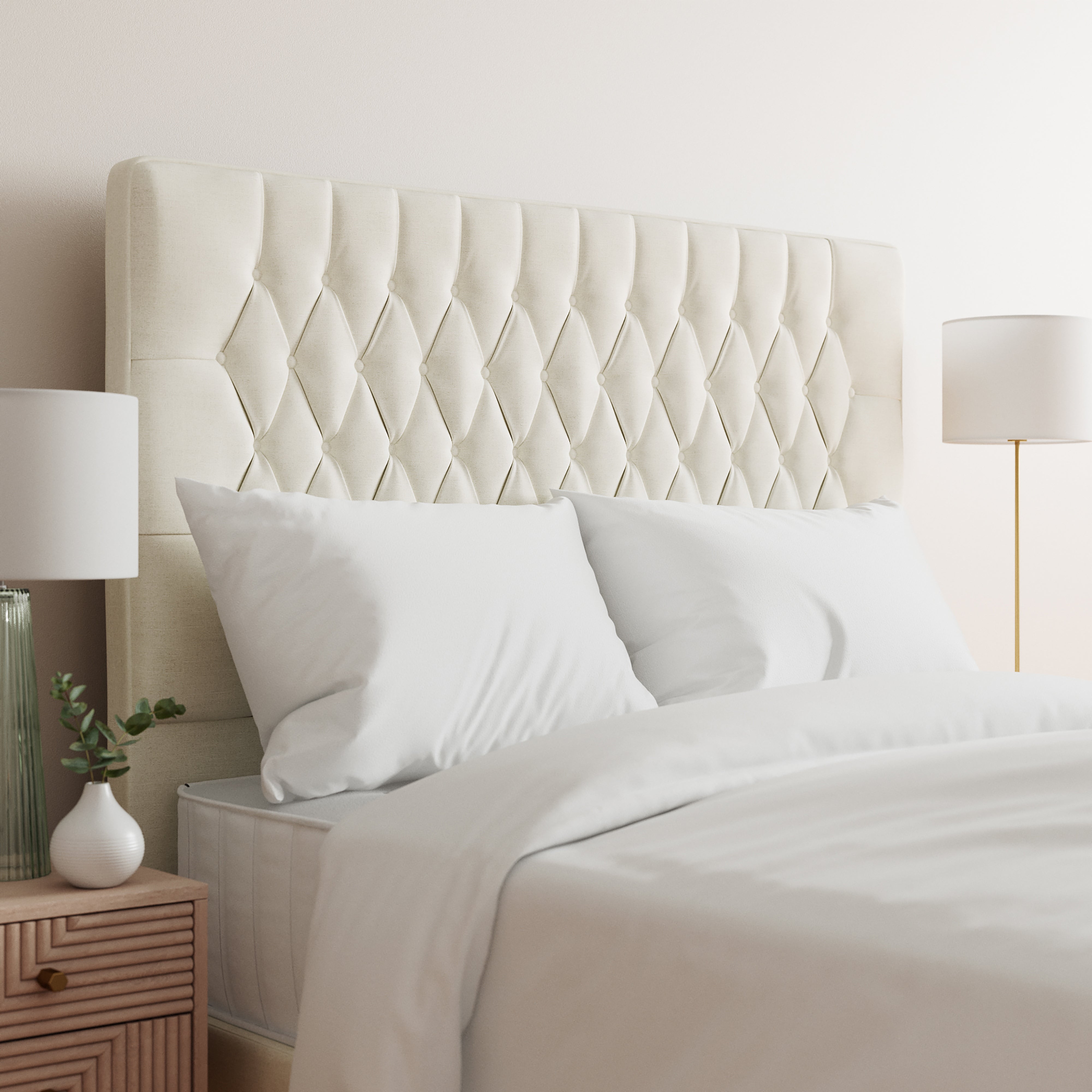 Luxury Linen Chesterfield Headboard Cream