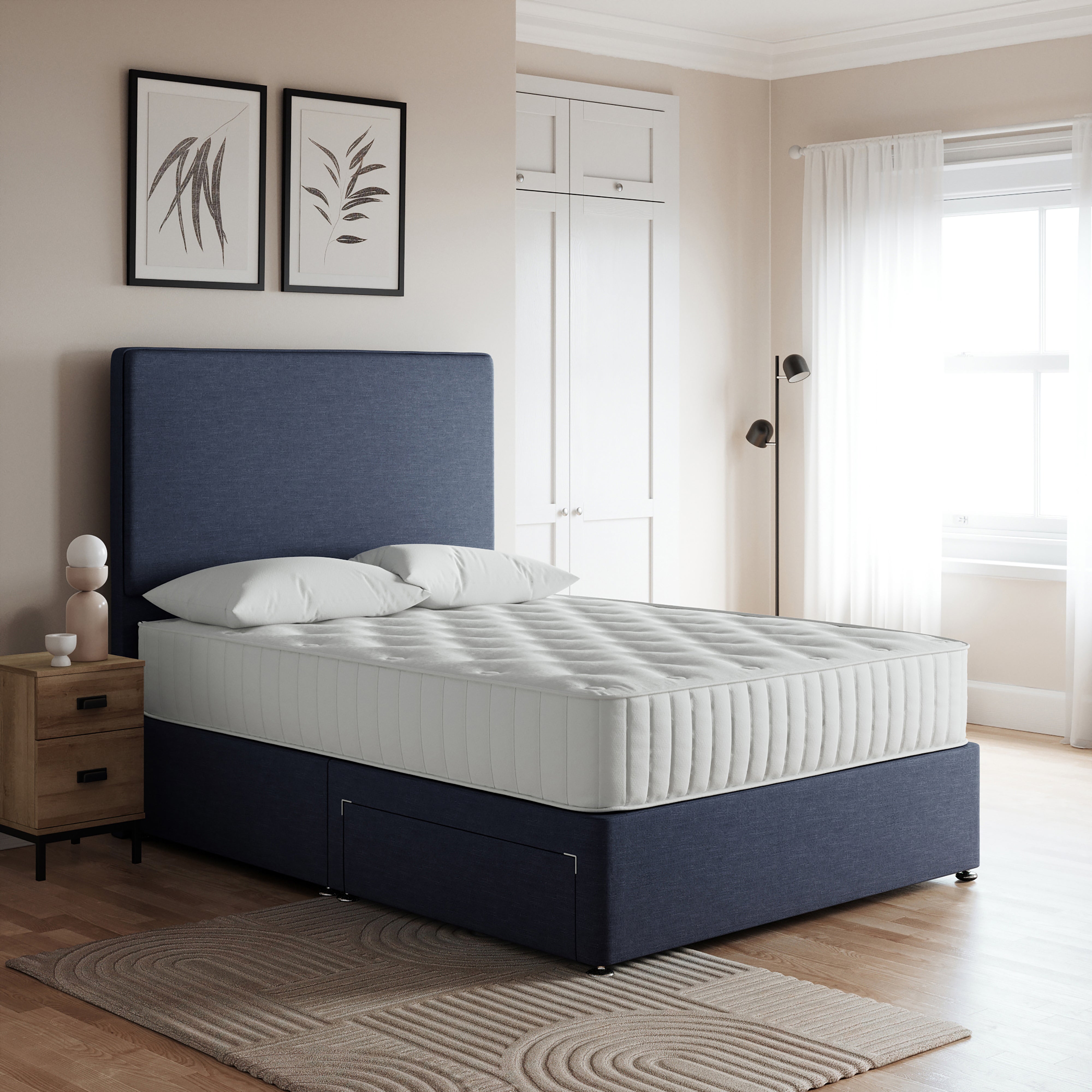 Luxury Divan Base Linen Navy