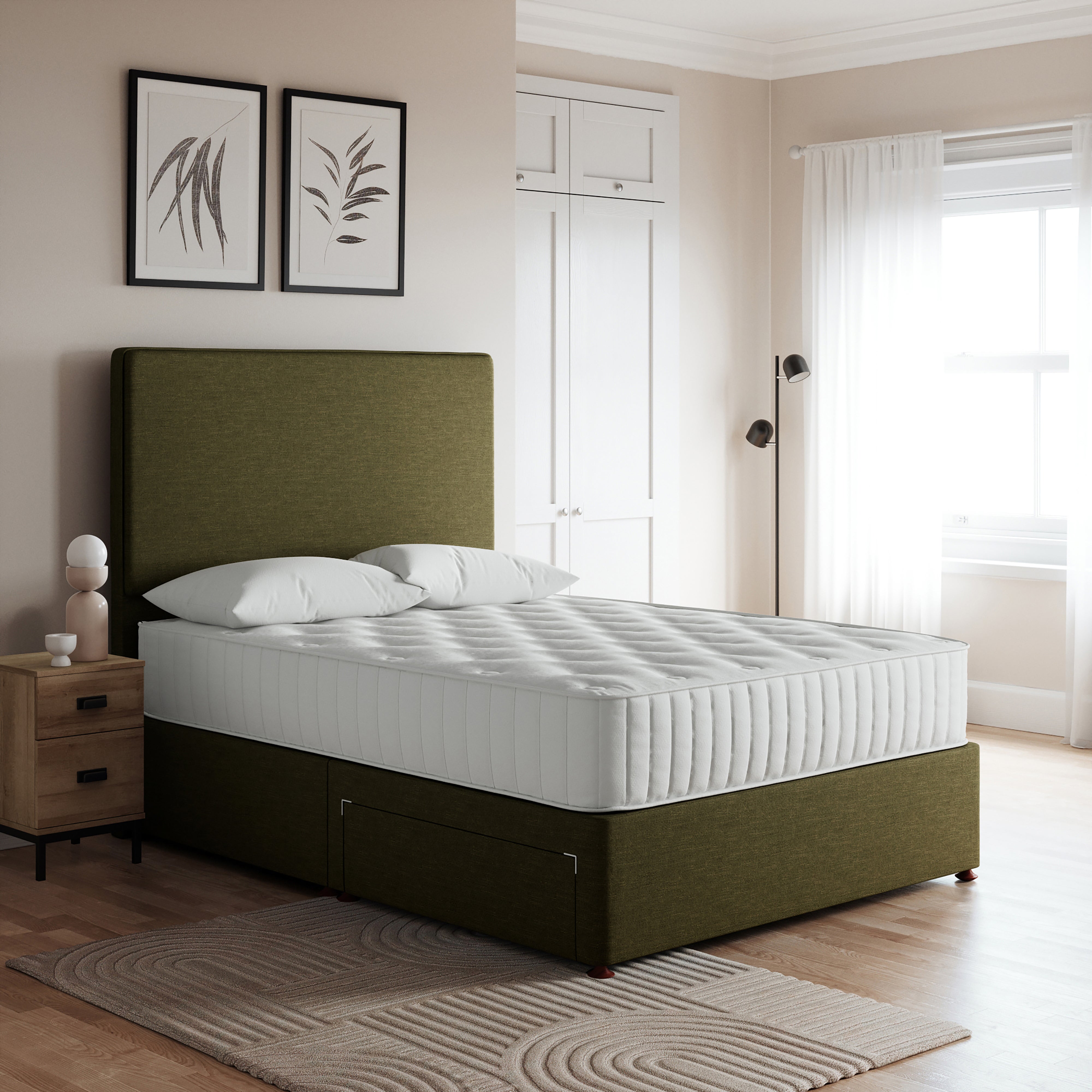 Luxury Divan Base Linen Olive