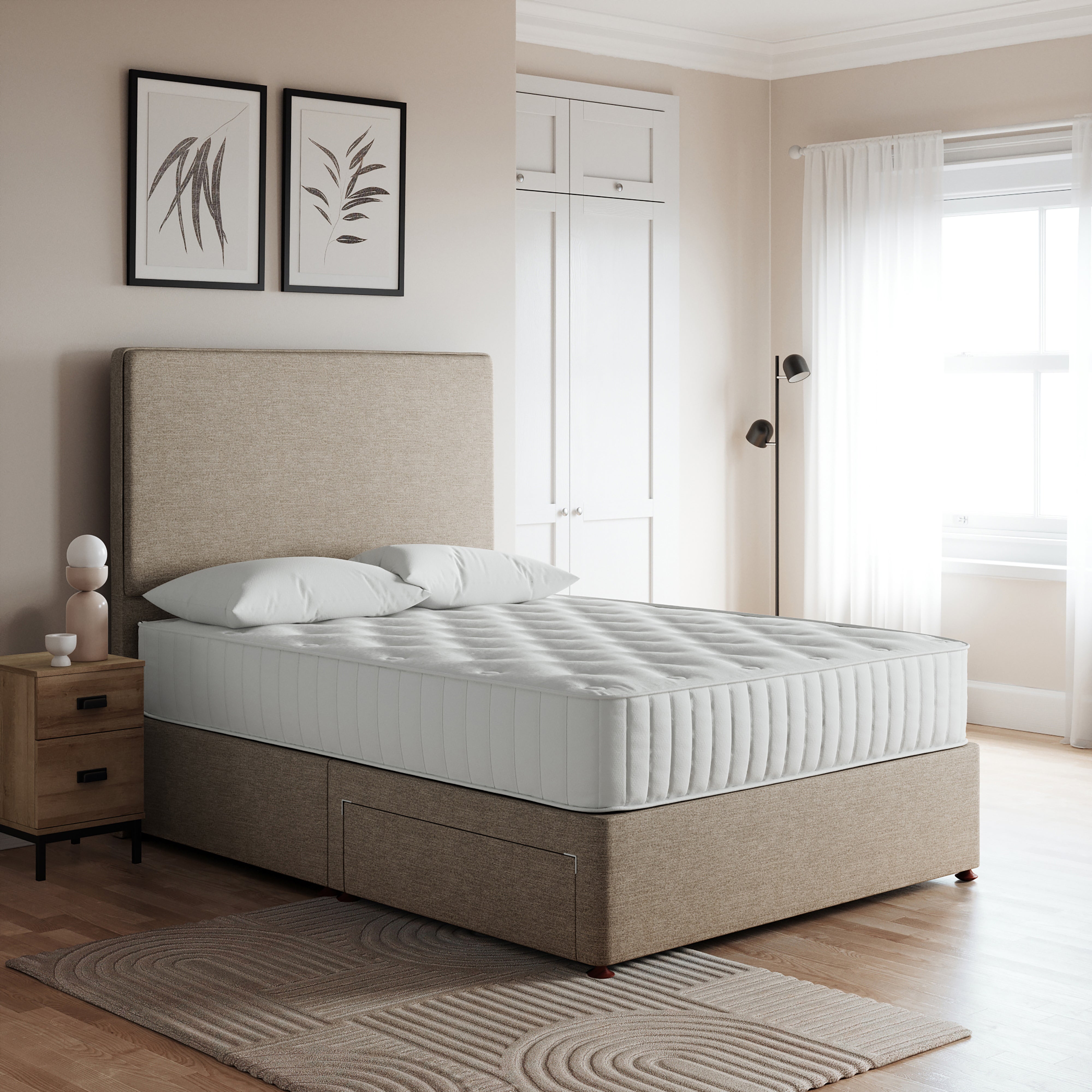 Luxury Divan Base, Linen | Dunelm