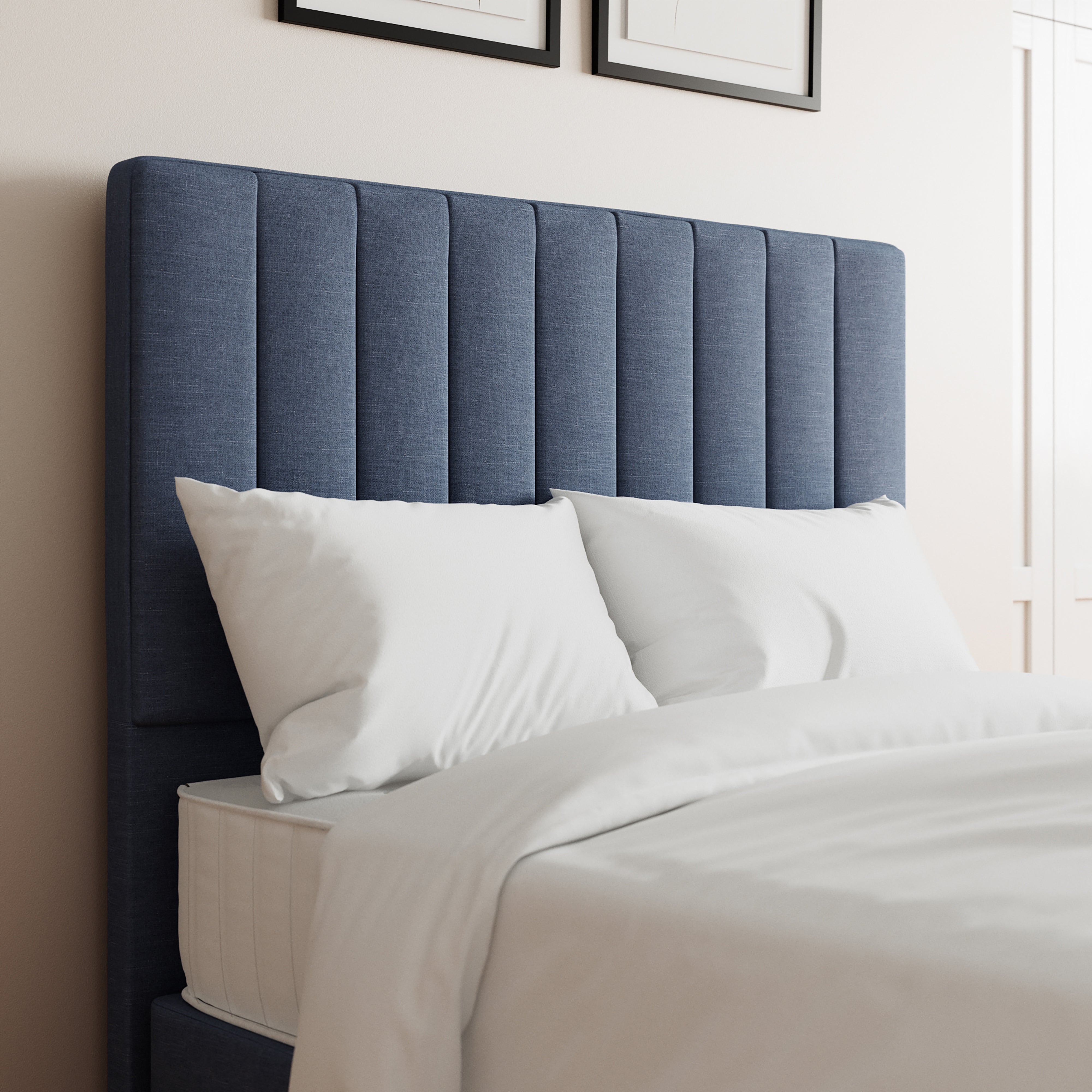 Luxury Linen Vertical Stripe Headboard Navy