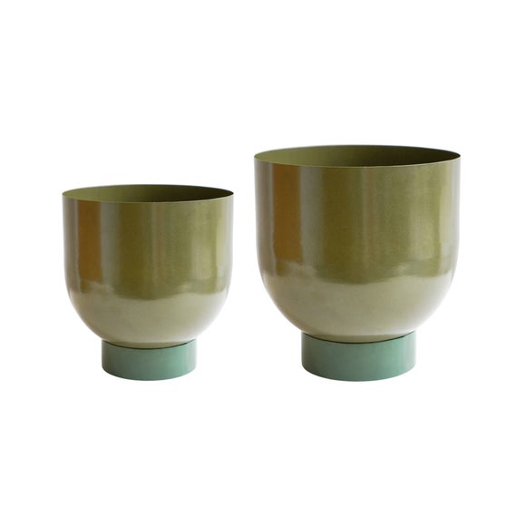 Set Of 2 Austin Dual Metal Plant Pots