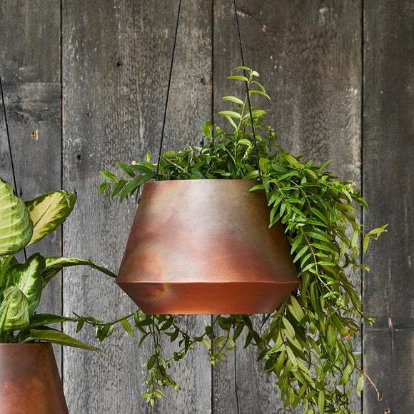 Soho Aged Leather Strap Hanging Plant Pot