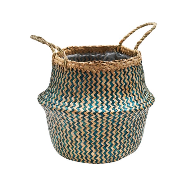 Seagrass Chevron Lined Basket image 1 of 5