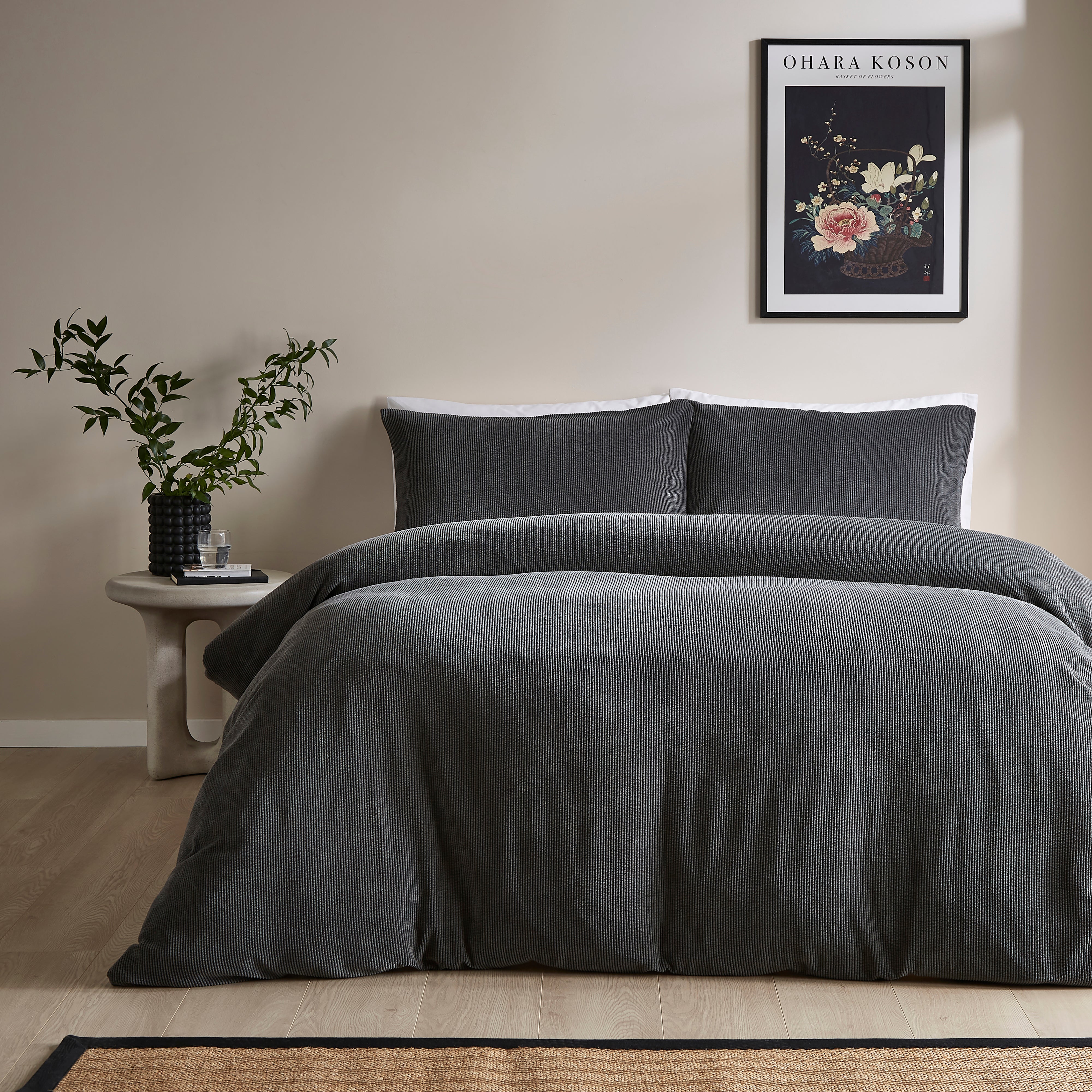 Felix Corduroy Duvet Cover And Pillowcase Set Charcoal Grey