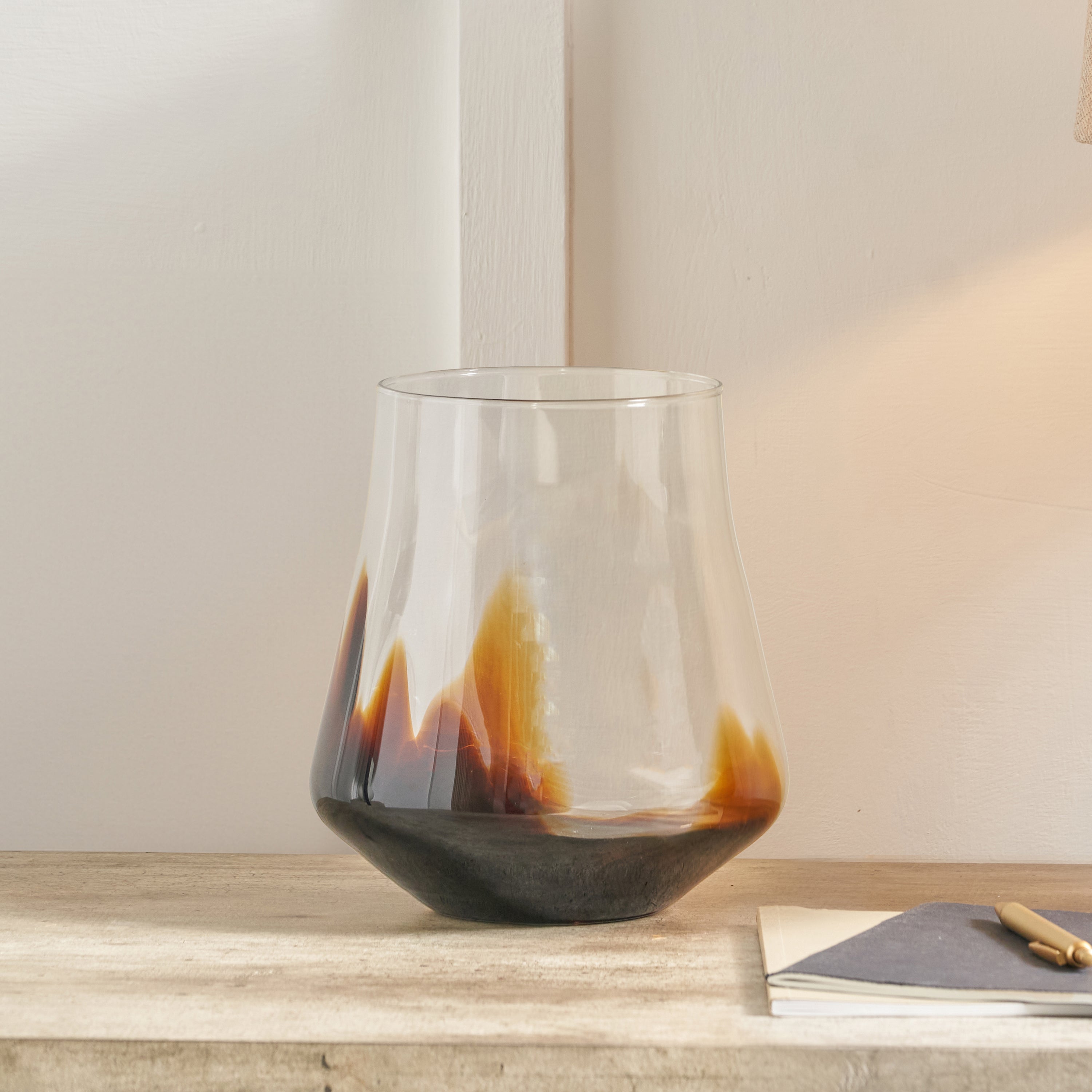 Ombre Glass Bell Vase Pecan Brown