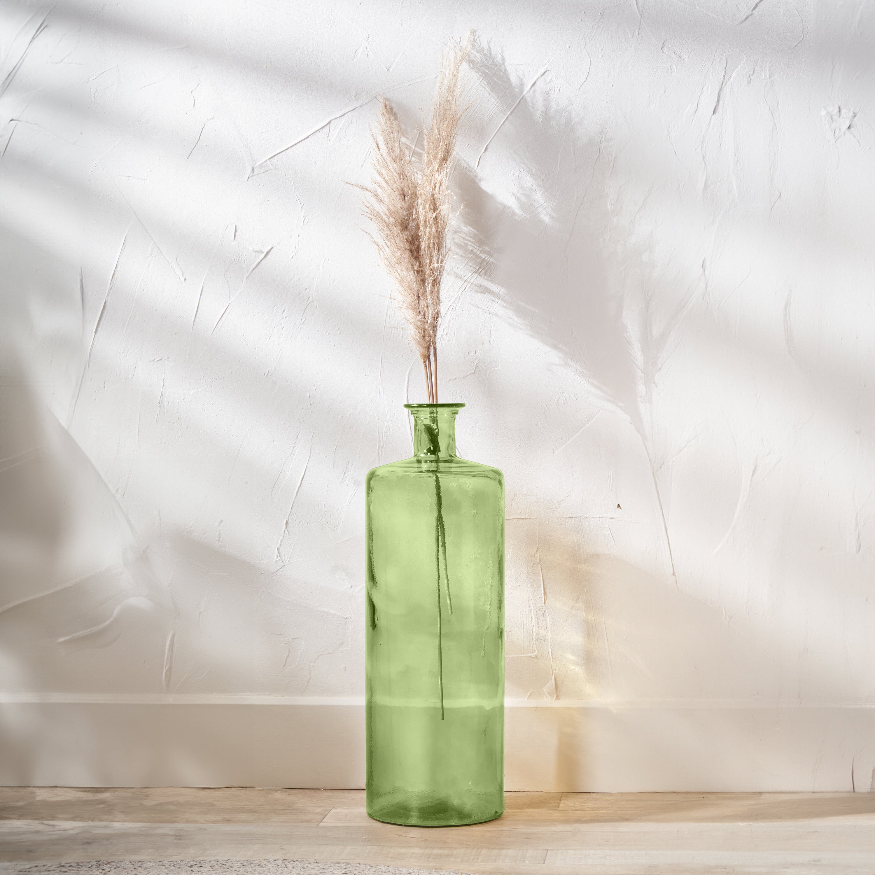 Tall Recycled Glass Bottle Vase Forest Green