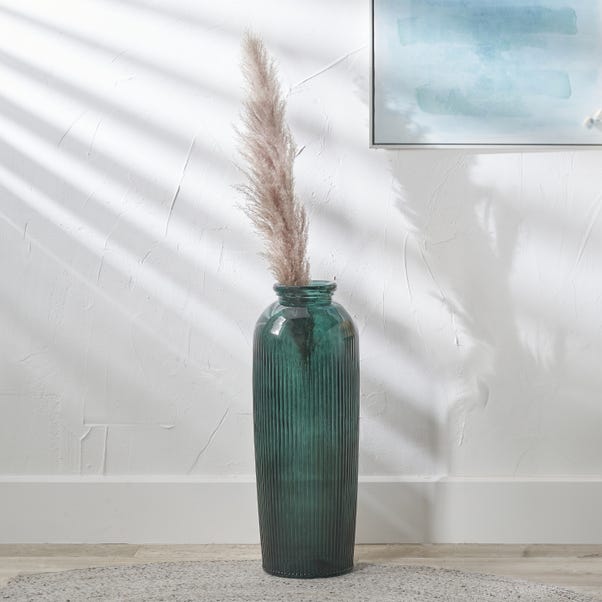 Tall Ribbed Recycled Glass Vase image 1 of 5