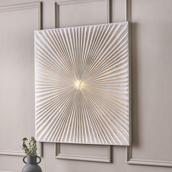 White and Gold Metal Sunburst Wall Art image 1 of 5