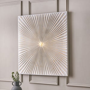 White And Gold Metal Sunburst Wall Art