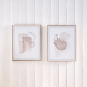 Set Of 2 Natural Abstract Framed Canvases