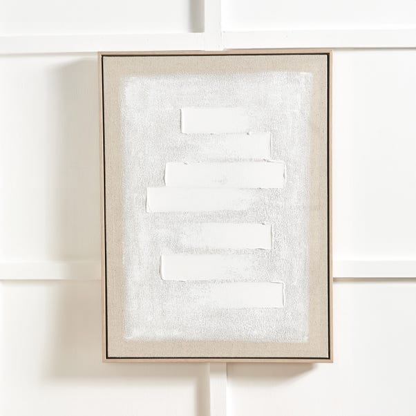 White and Natural Textured Framed Canvas image 1 of 4