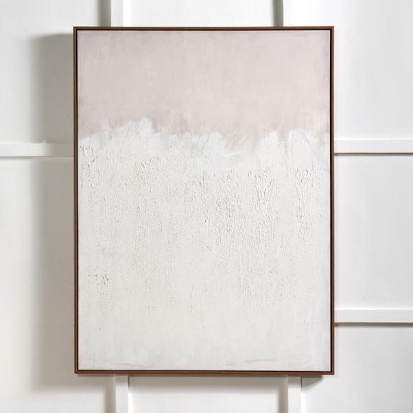 Large Natural and White Abstract Framed Canvas image 1 of 5