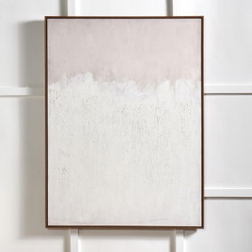Large Natural and White Abstract Framed Canvas