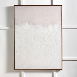 Large Natural And White Abstract Framed Canvas