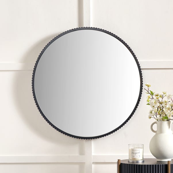 Metal Cog Edged Round Wall Mirror image 1 of 5