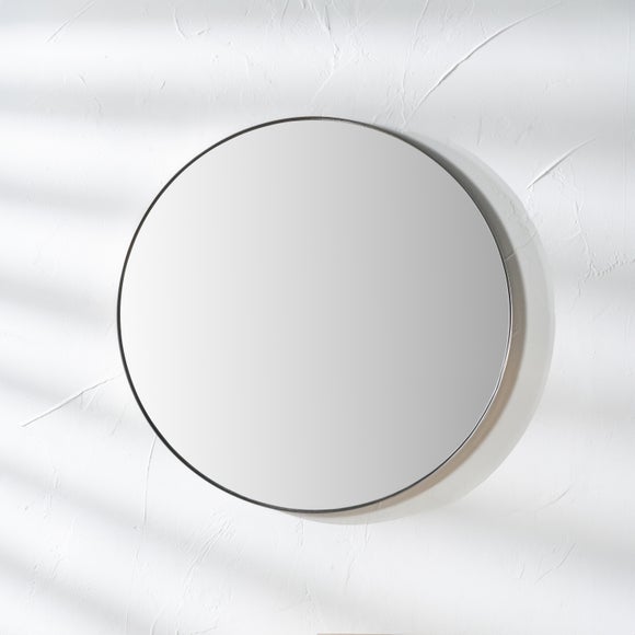 Slim Frame Round Wall Mirror Silver