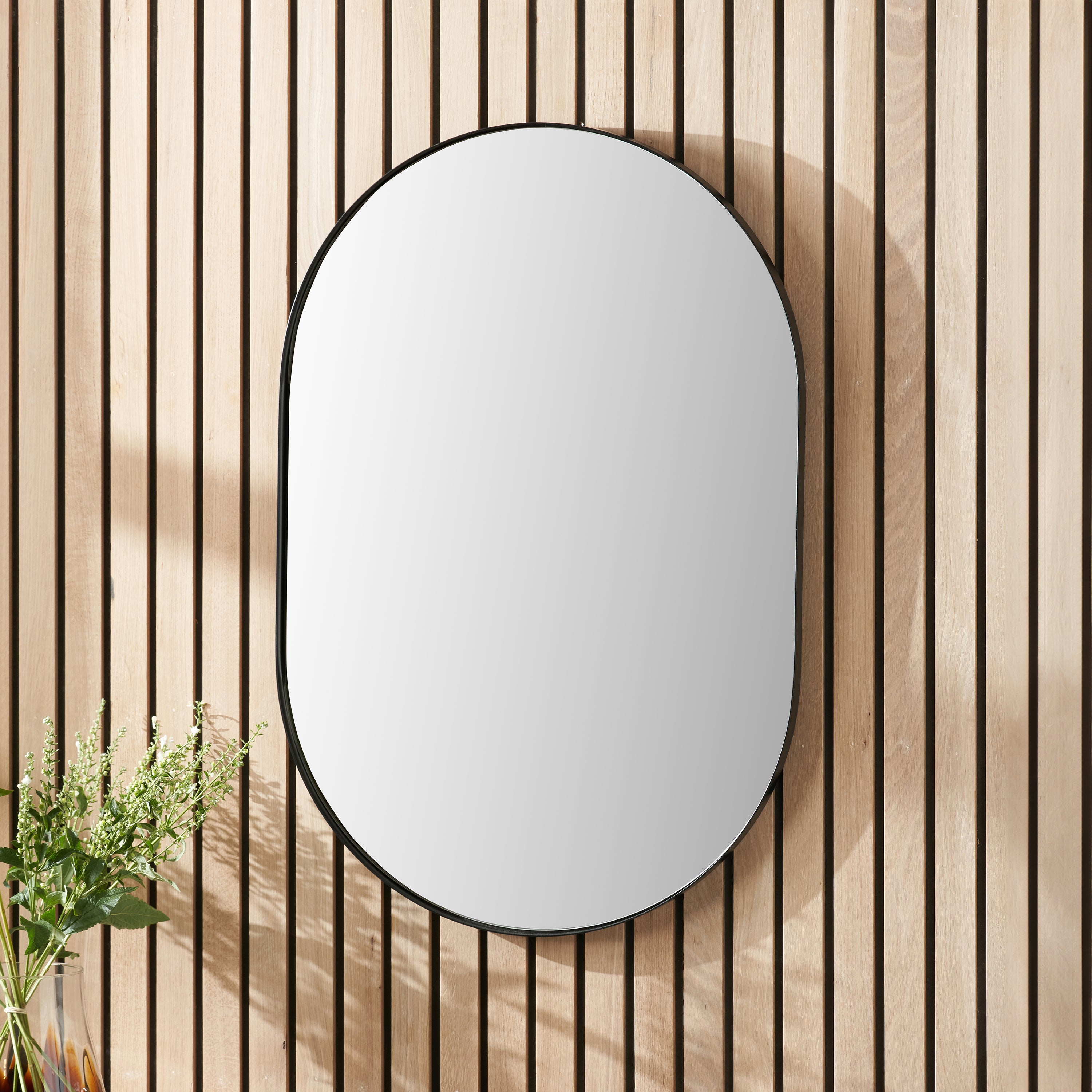 Slim Frame Lozenge Wall Mirror Black