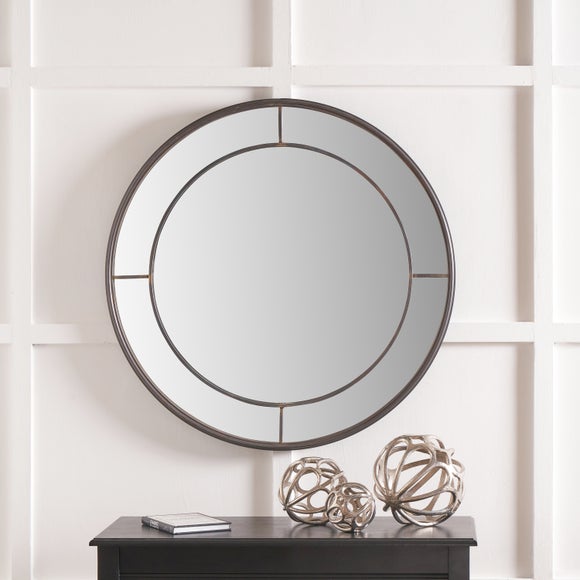 Antique Bronze Metal Round Wall Mirror