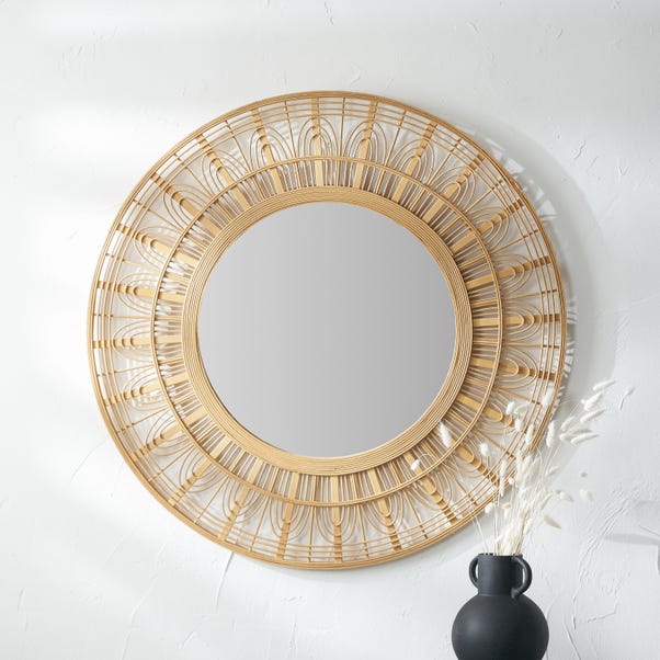 Bamboo Frame Round Wall Mirror image 1 of 6