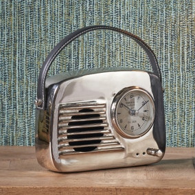 Retro Radio Style Table Clock with Leather Strap