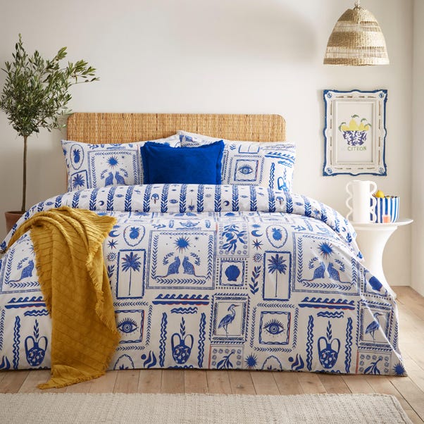 furn. Frieze Blue Duvet Cover and Pillowcase Set image 1 of 4
