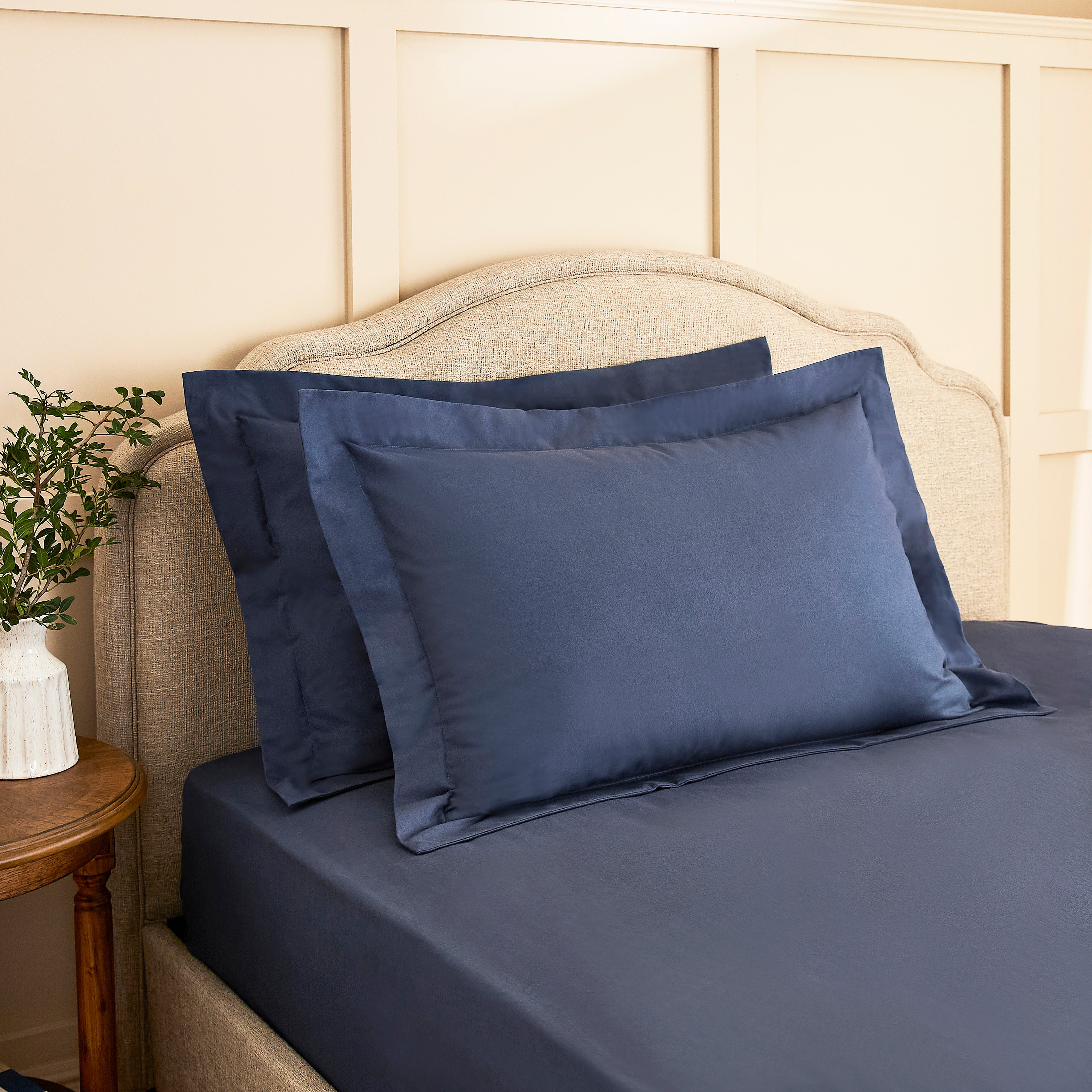 Dorma Premium 100 Brushed Cotton Oxford Pillowcase Pair Navy Blue