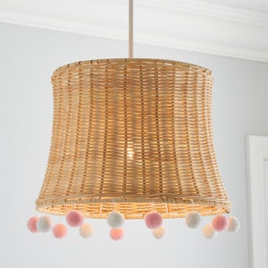 Fiesta Rattan Pom Pom Easy Fit Pendant Shade