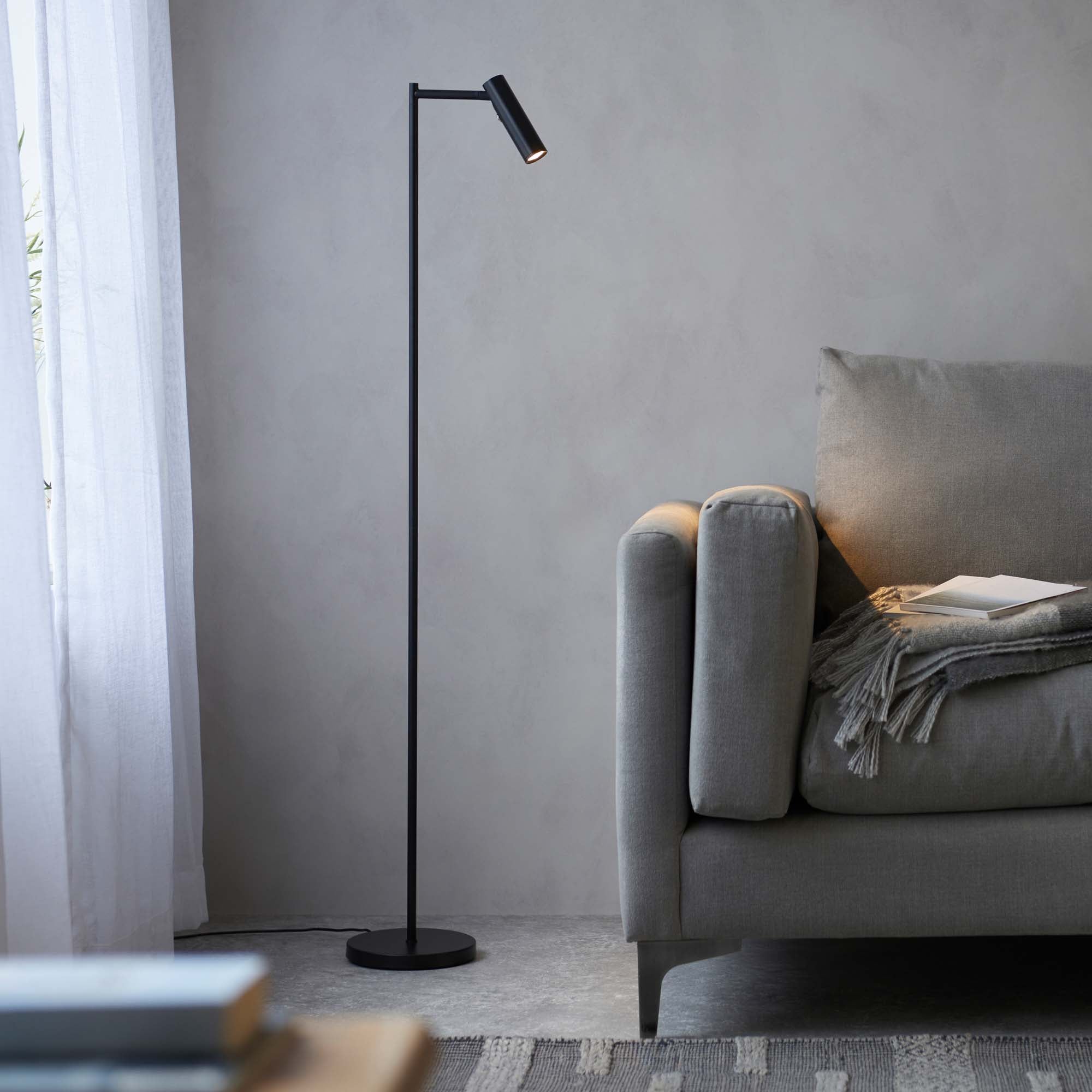 Vogue Adam Steel Adjustable Touch Dimmable Floor Lamp Black
