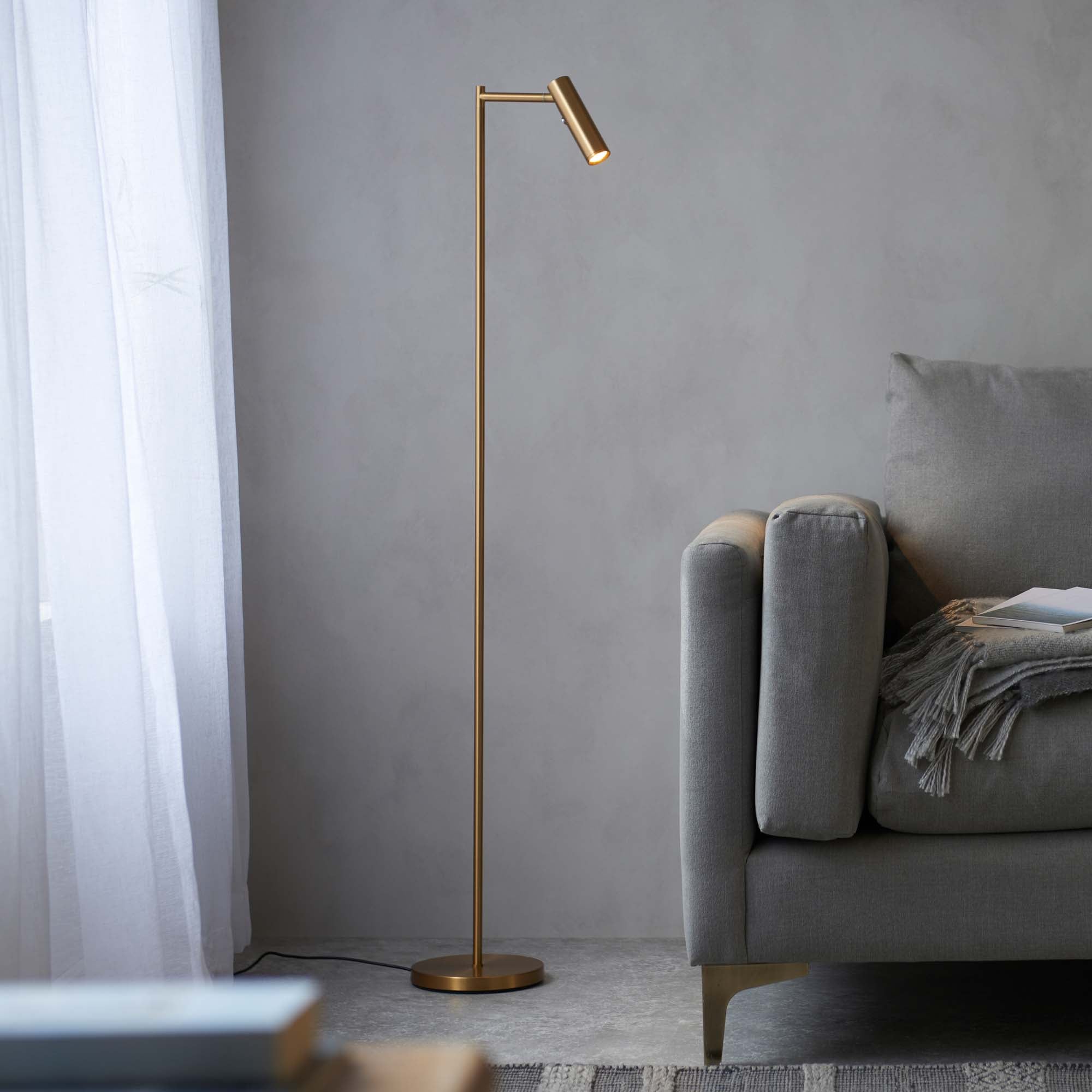 Vogue Adam Steel Adjustable Touch Dimmable Floor Lamp Brass