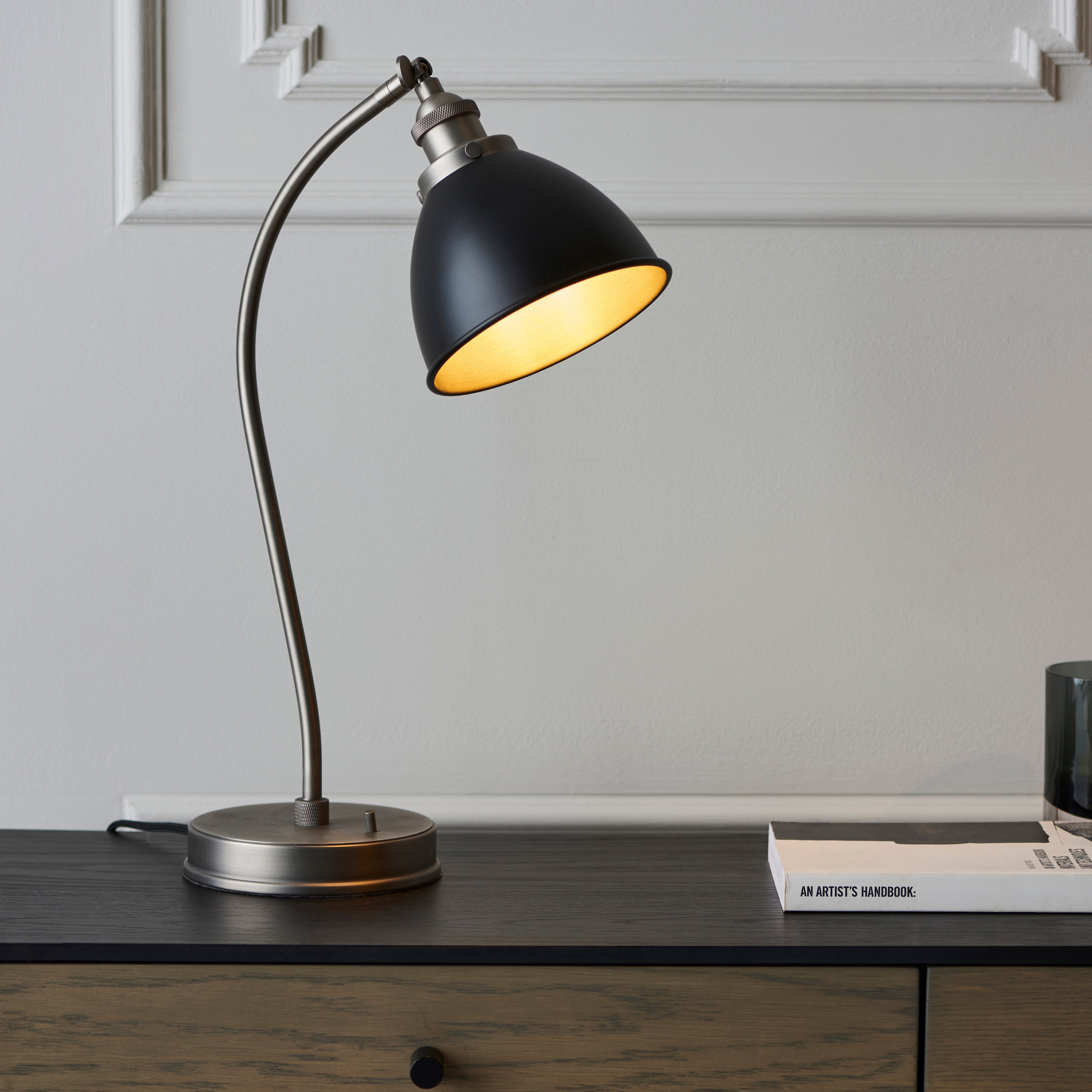 Vogue Elijah Industrial Steel Adjustable Table Lamp Matt Black