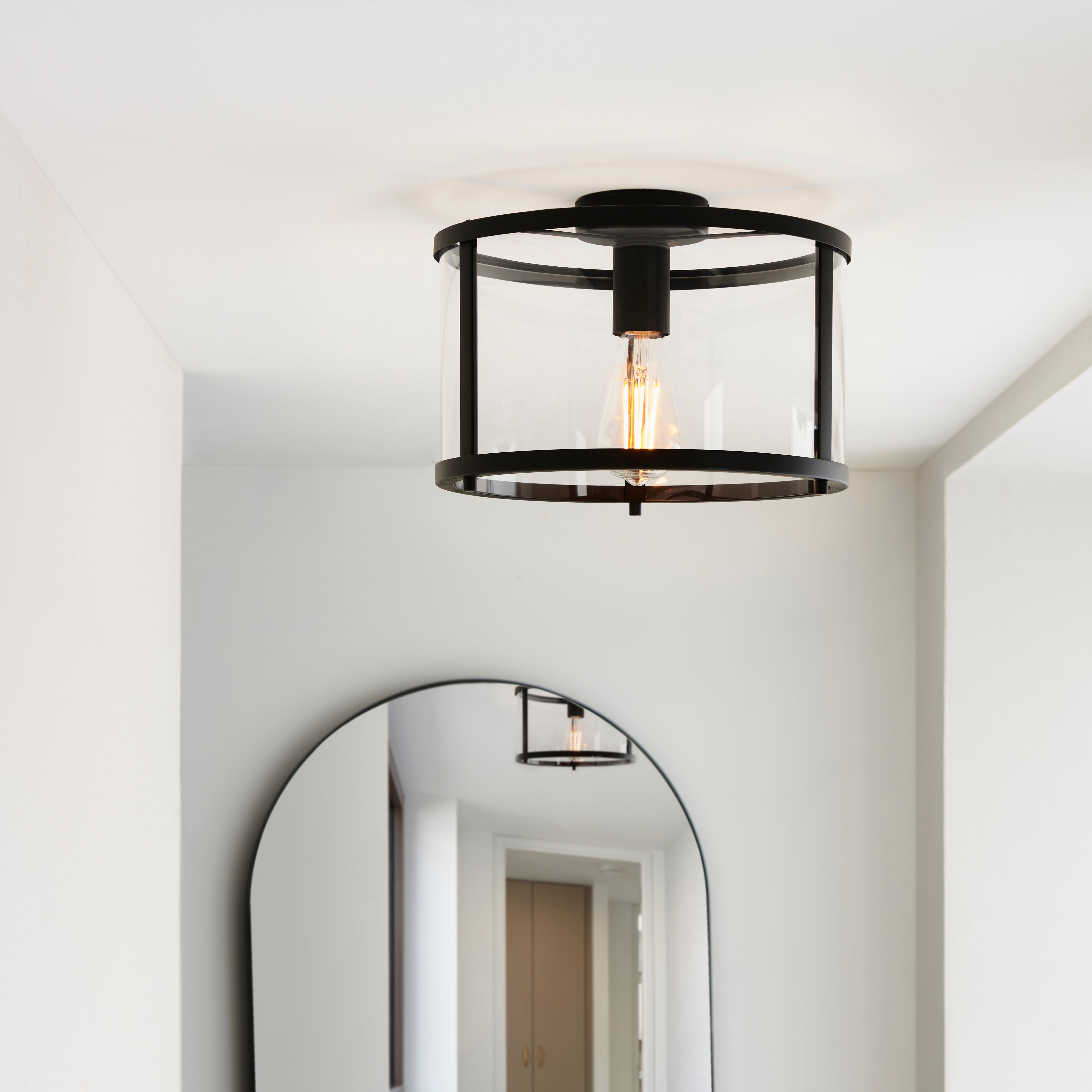 Photos - Chandelier / Lamp Vogue Beckett Industrial Flush Ceiling Light Black 