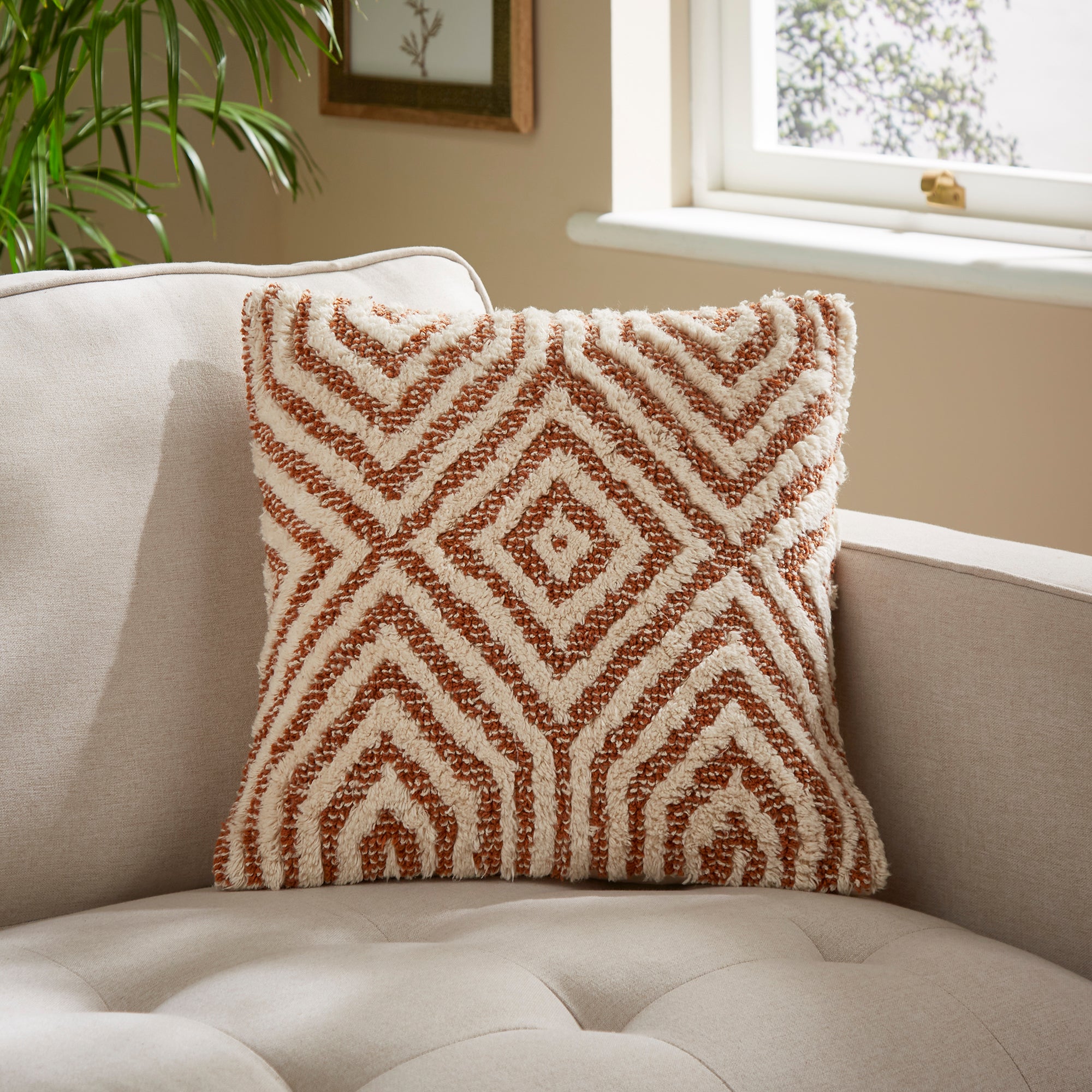 Diamond Tufted Square Cushion Caramel