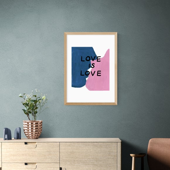 East End Prints - Love is Love Kissing Lovers Print by Keren Parmley Pink thumbnail