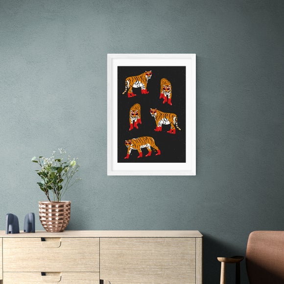 East End Prints - Tigers In Red Boots Print by Tartagain Orange thumbnail