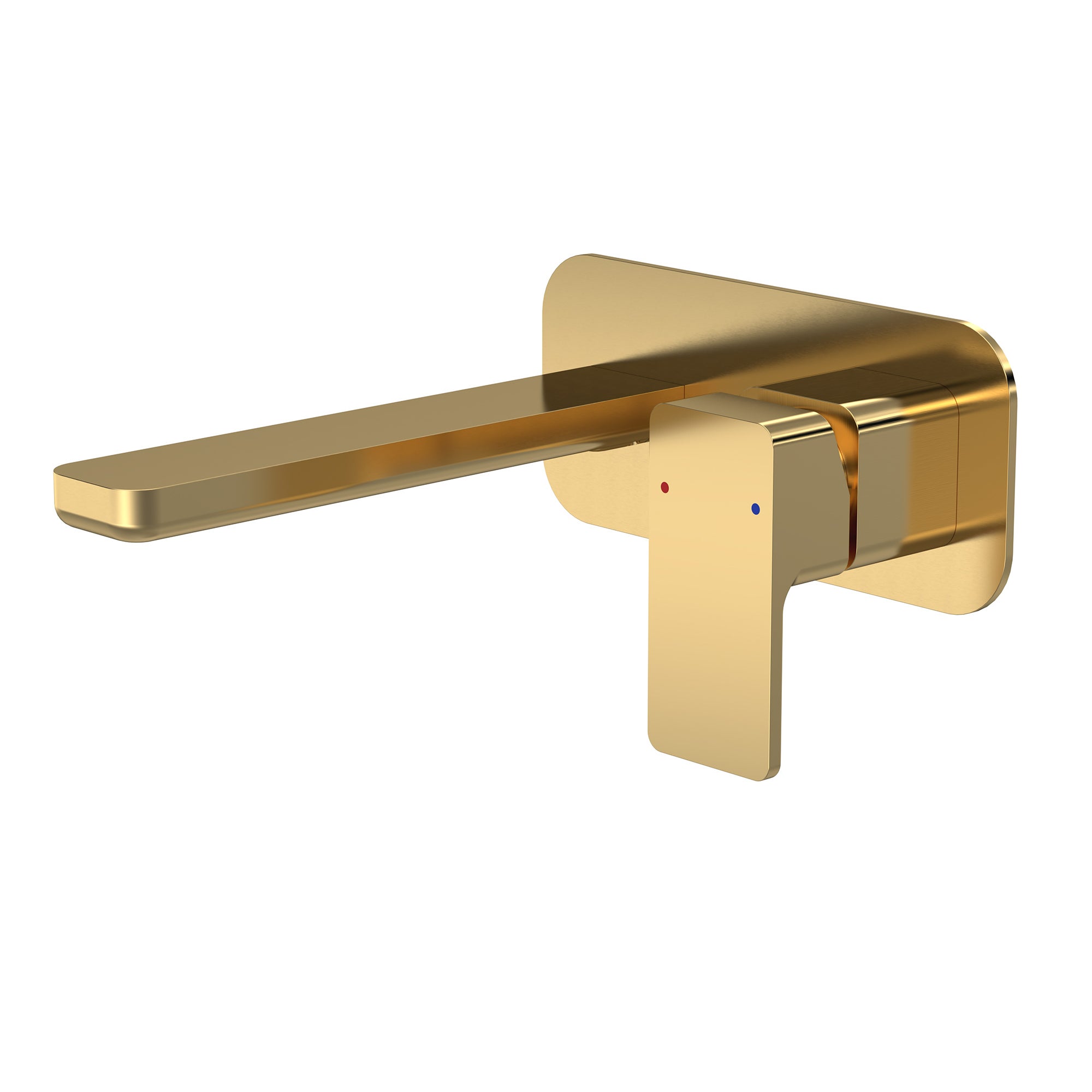 Windon Wall Mounted 2 Tap Hole Basin Mixer Tap With Plate Brass