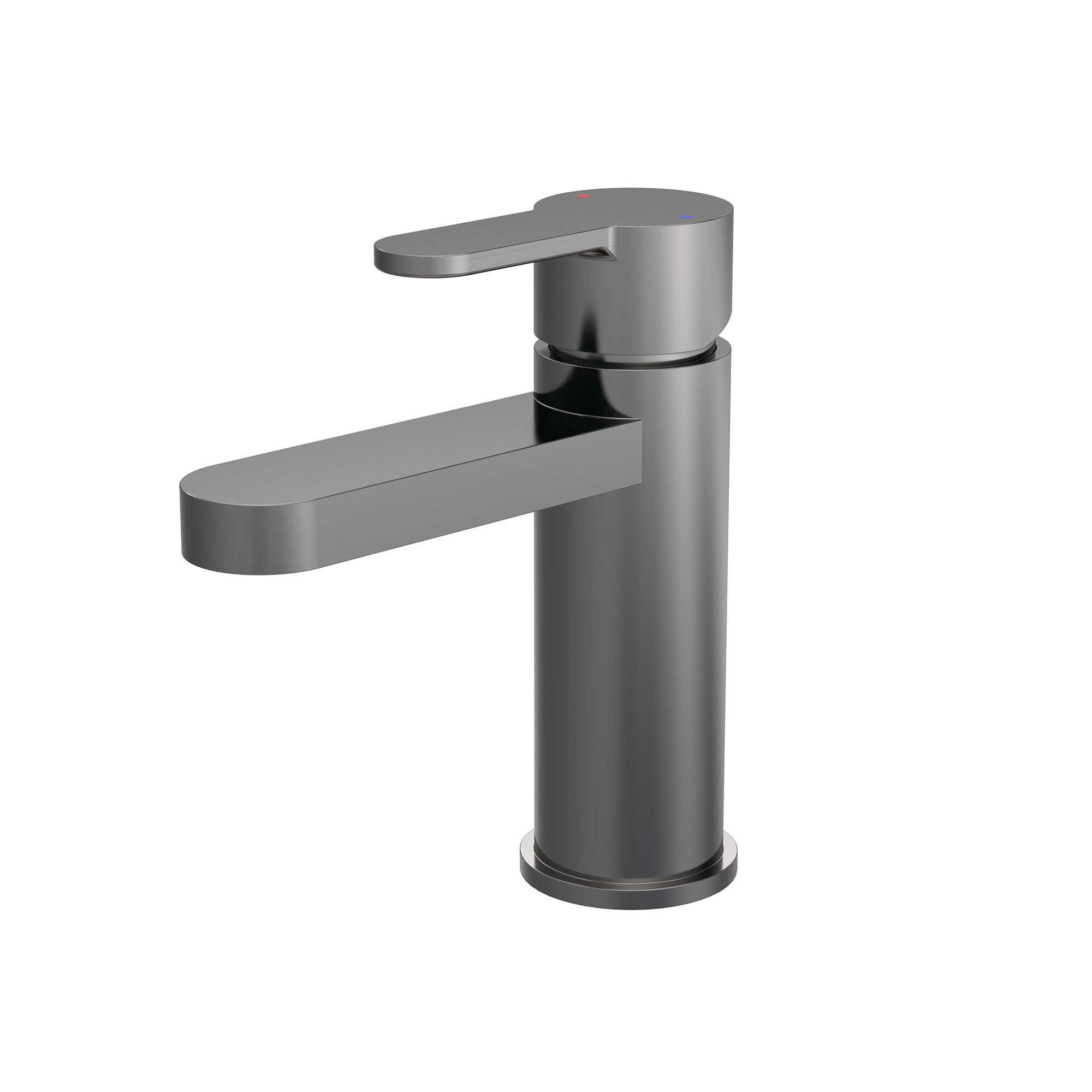 Arvan Mono Basin Mixer Tap with Push Button Waste Gun Metal (Grey)